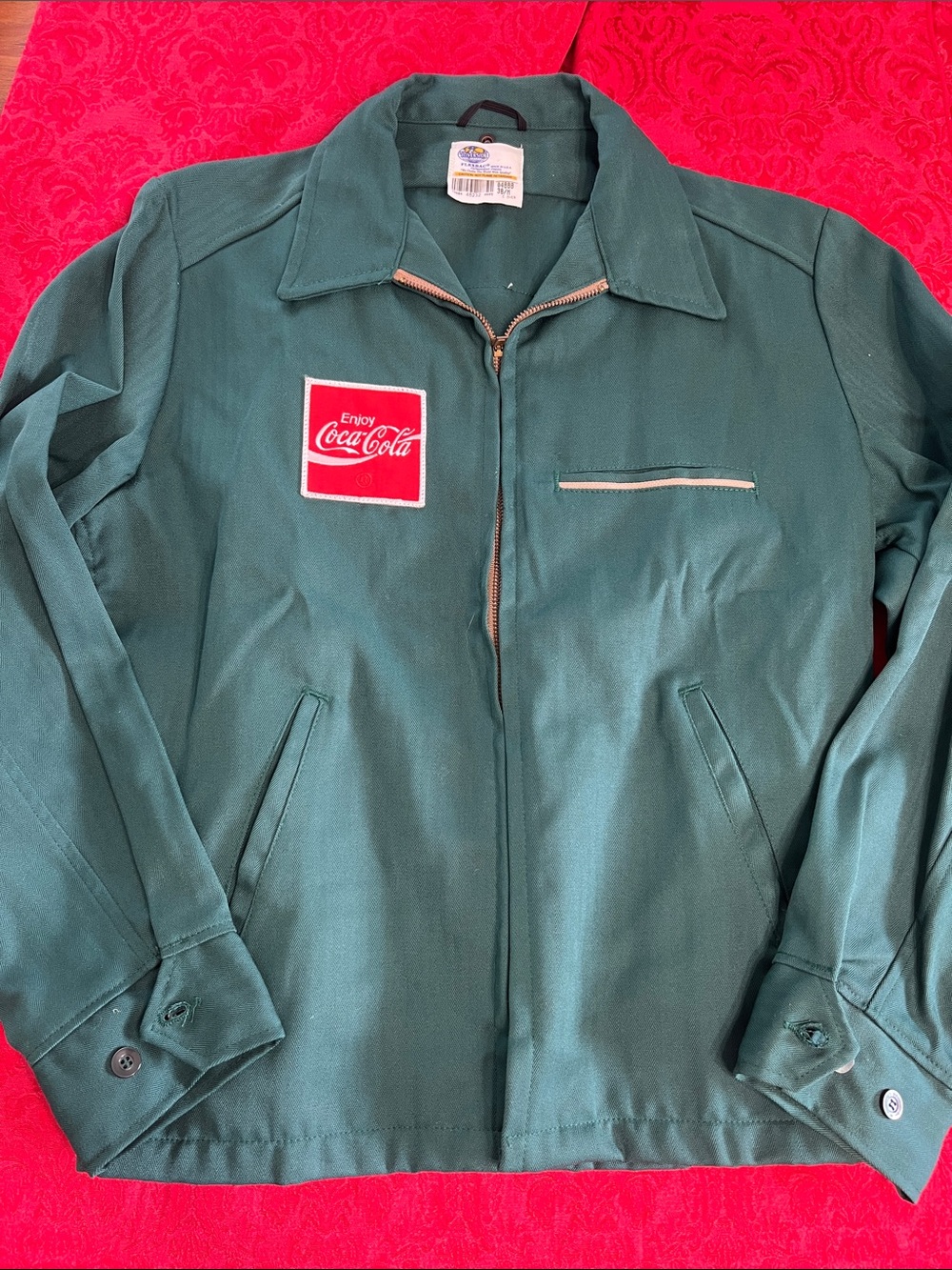 Coca-Cola Men’s 38/M Green Flexbac Work Jacket Made in USA Logo Patch
